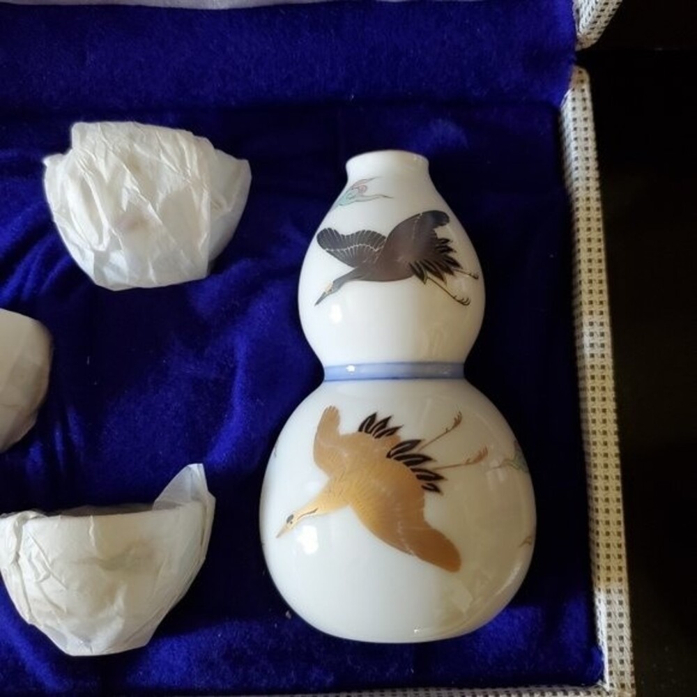 SAKI SET: 80s Vtg FUKAGAWA Saki set Cranes flying UNUSED